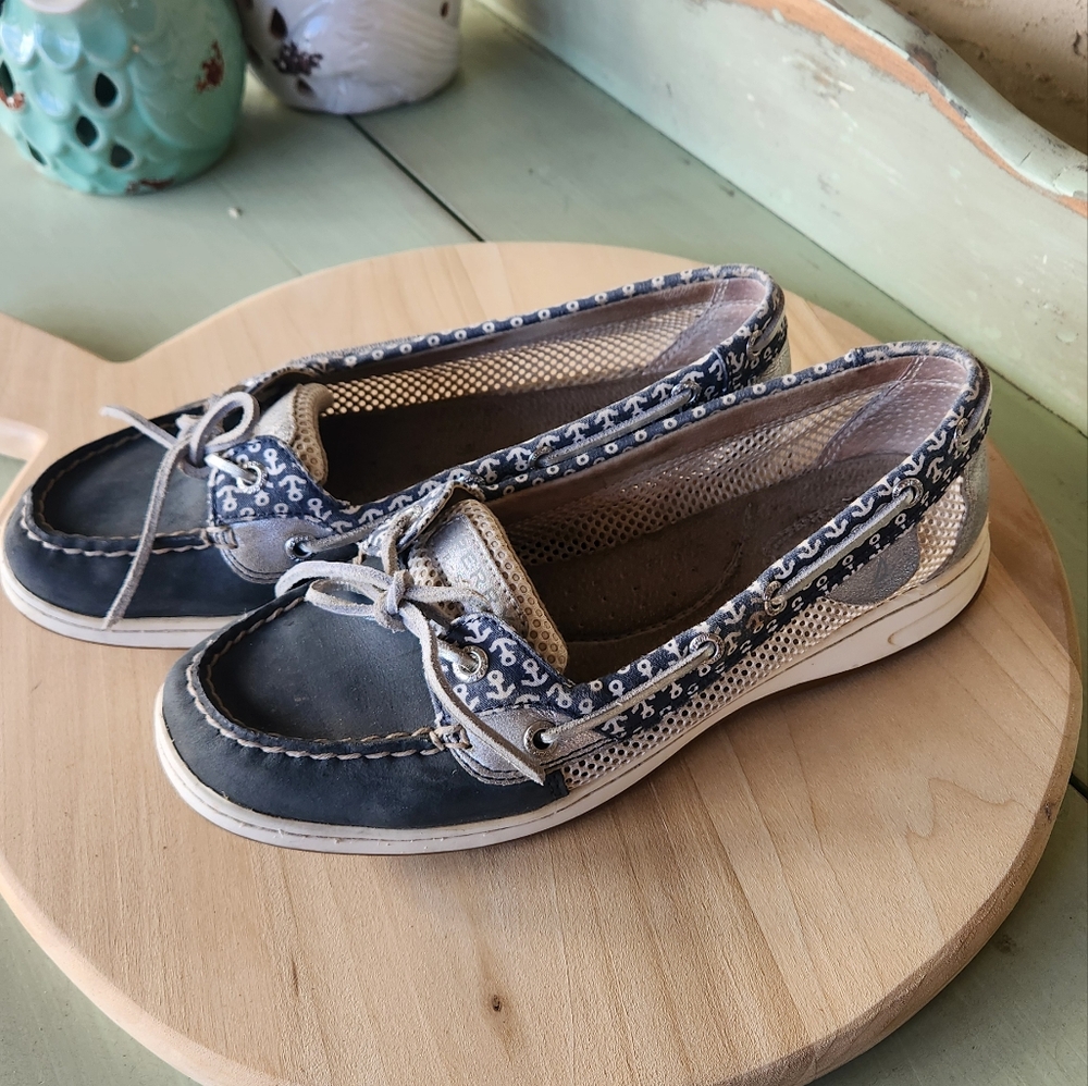 Blue Sperry Boat Shoes with Anchors